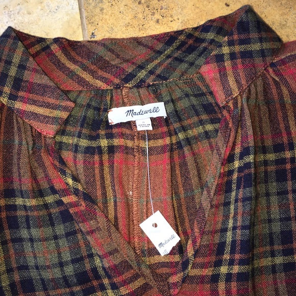 Madewell Highroad Plaid Popover Top Size Small NWT - Picture 5 of 7